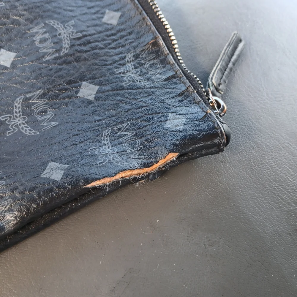 MCM Black Monogram Viseto Medium Top Zip